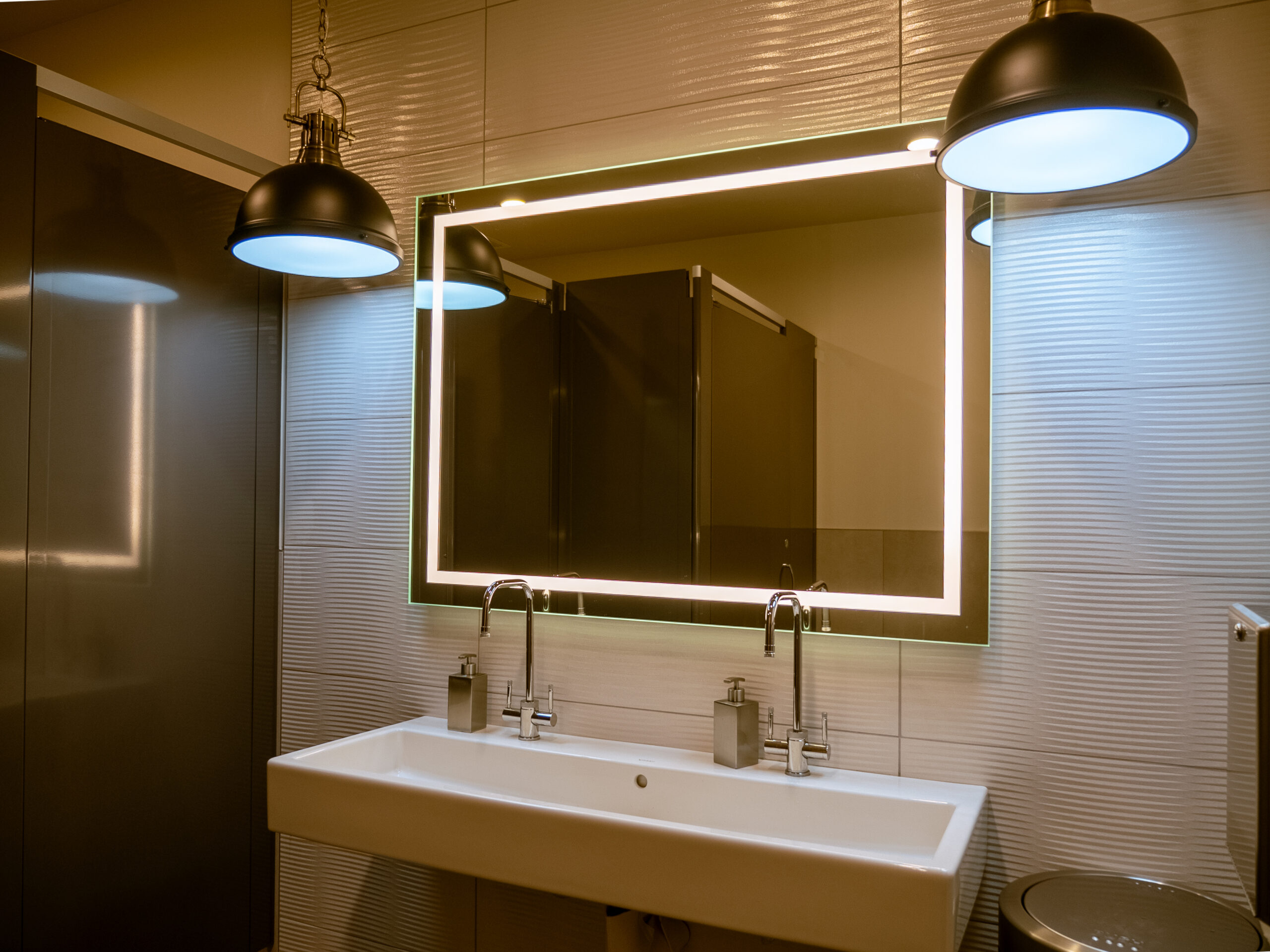 Commercial Bathroom with LED lights